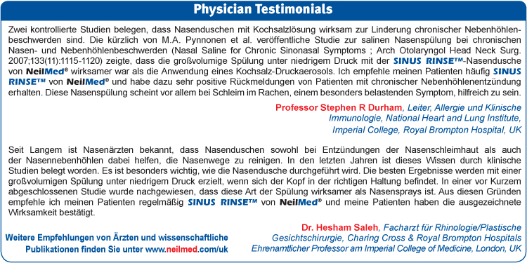 NeilMed Germany physician Testimonials