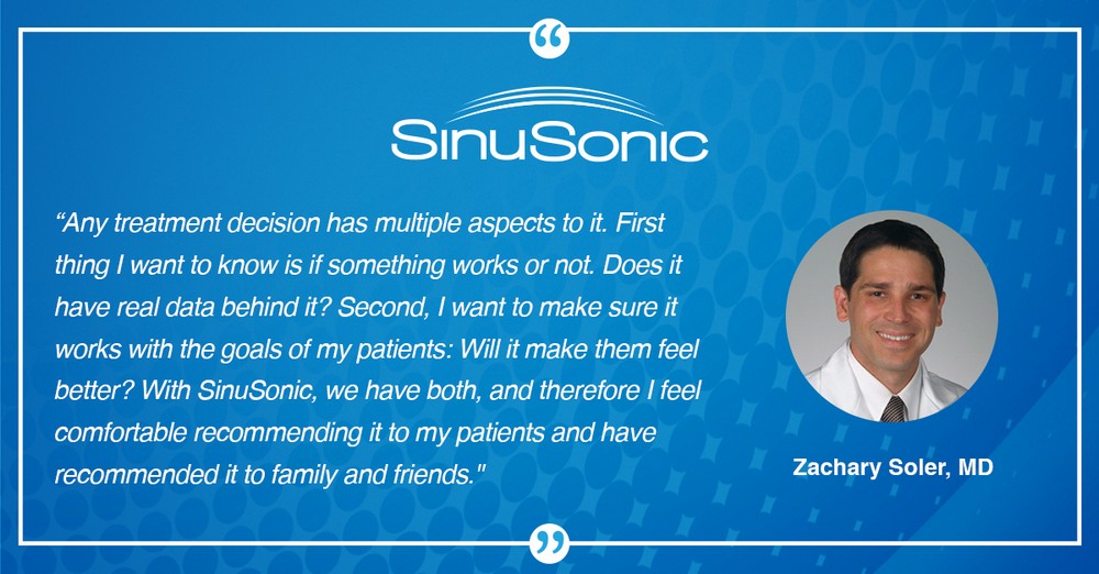 Testimonial Image: Sinusonic medical device designed to alleviate sinus issues and improve respiratory health.